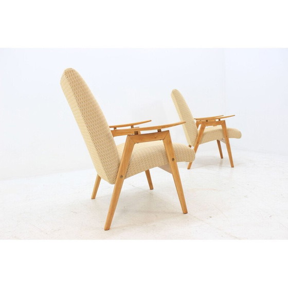 Image 1 of Pair of vintage beechwood lounge chairs by Jaroslav Šmídek for Jitona, Czechoslovakia