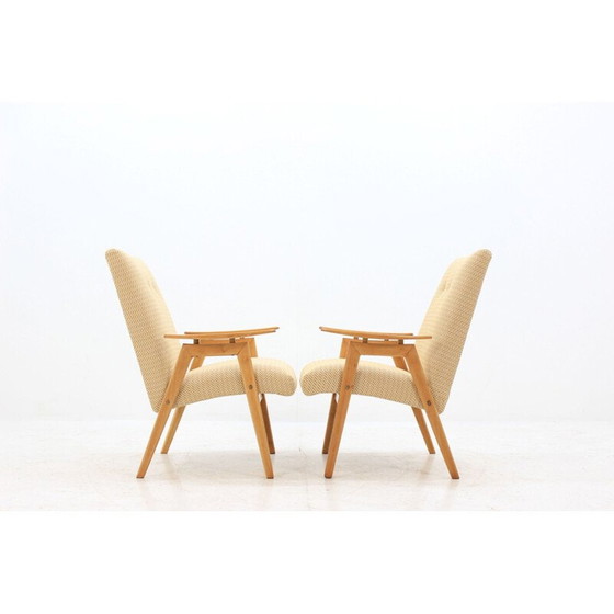 Image 1 of Pair of vintage beechwood lounge chairs by Jaroslav Šmídek for Jitona, Czechoslovakia