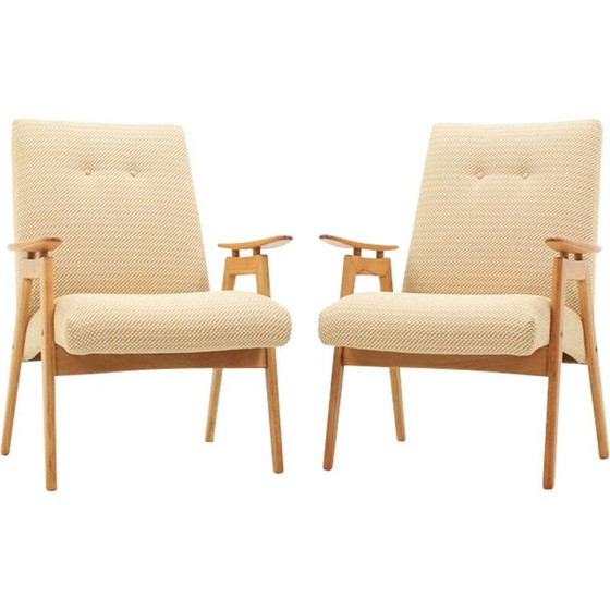 Image 1 of Pair of vintage beechwood lounge chairs by Jaroslav Šmídek for Jitona, Czechoslovakia