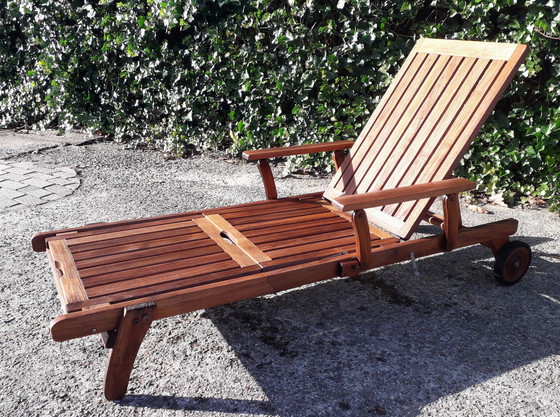 Image 1 of Teak & Garden lounger with Teak & Garden cushion