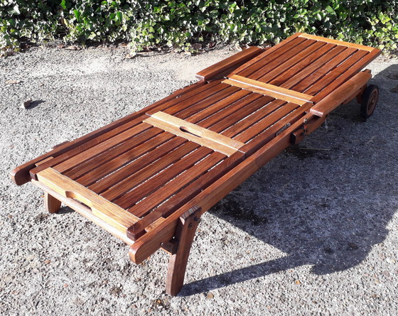 Image 1 of Teak & Garden lounger with Teak & Garden cushion