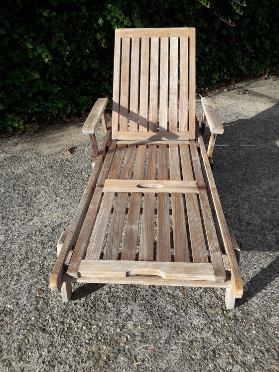 Image 1 of Teak & Garden lounger with Teak & Garden cushion