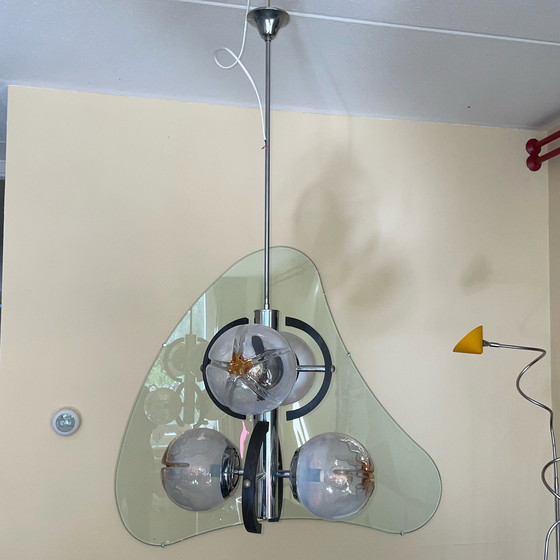 Image 1 of Lampe suspendue en verre vintage