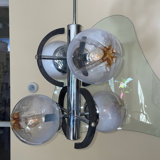 Image 1 of Lampe suspendue en verre vintage