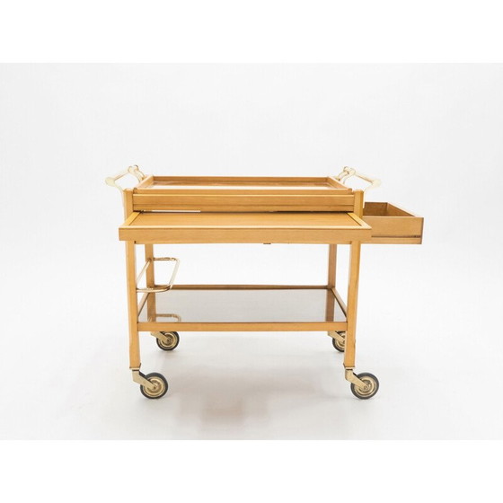 Image 1 of Vintage steel mirror trolley by Jacques Adnet 1940