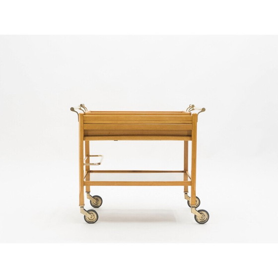 Image 1 of Vintage steel mirror trolley by Jacques Adnet 1940