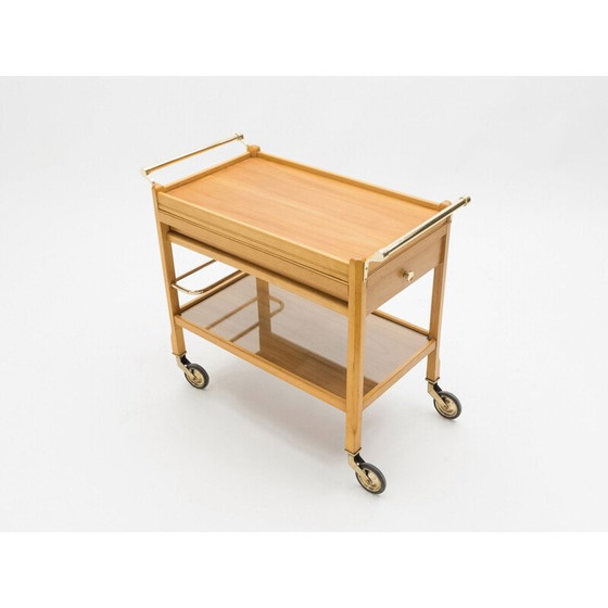 Image 1 of Vintage steel mirror trolley by Jacques Adnet 1940
