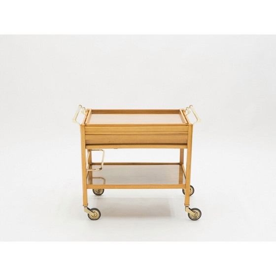 Image 1 of Vintage steel mirror trolley by Jacques Adnet 1940