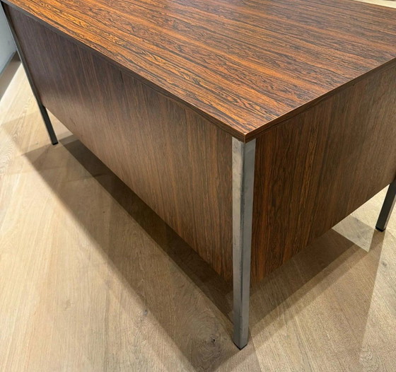 Image 1 of Vintage Rosewood Veneer /Metal Desk