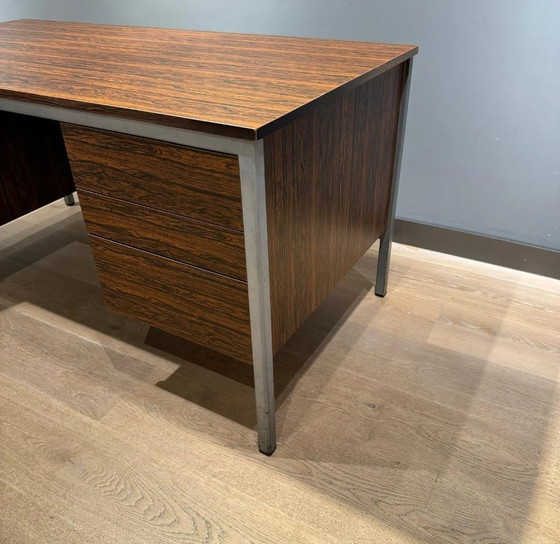 Image 1 of Vintage Rosewood Veneer /Metal Desk