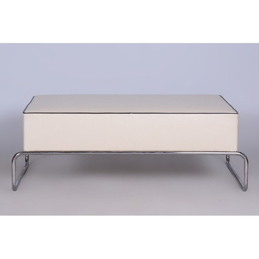 Vintage Bauhaus stool-table in leather and chromed steel, Italy 1930