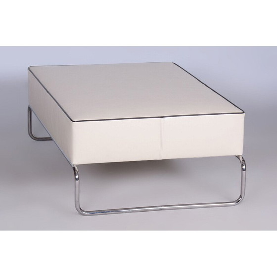 Image 1 of Vintage Bauhaus stool-table in leather and chromed steel, Italy 1930