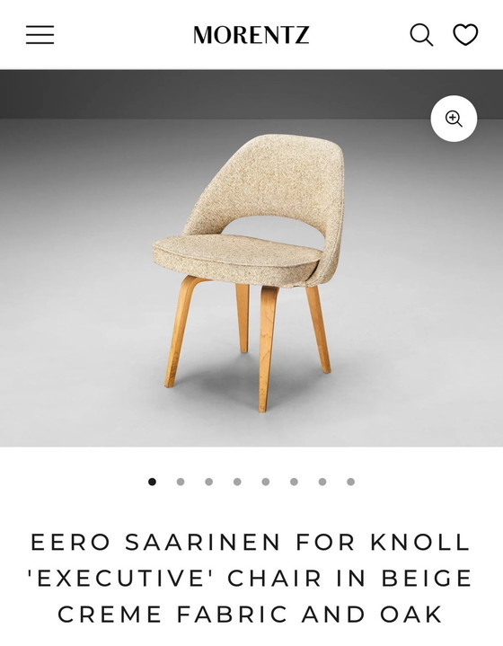 Image 1 of Pair Eero Saarinen For Knoll Dining Chairs Leather And Oak