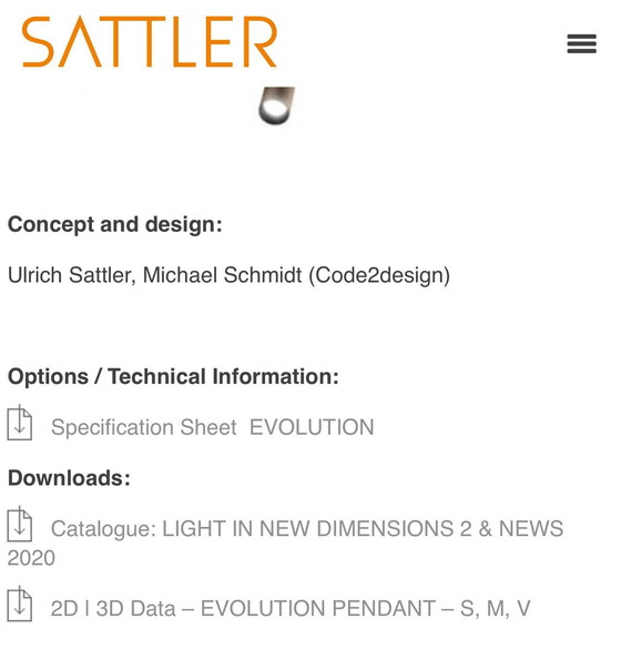 Image 1 of Sattler Evolution S Led Pendant Luminaire