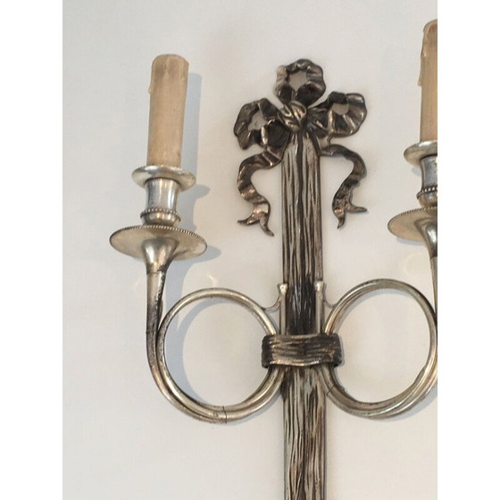 Image 1 of Pair of vintage silver bronze sconces, 1960