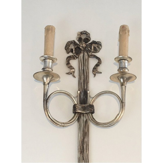 Image 1 of Pair of vintage silver bronze sconces, 1960