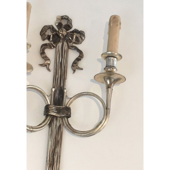 Image 1 of Pair of vintage silver bronze sconces, 1960