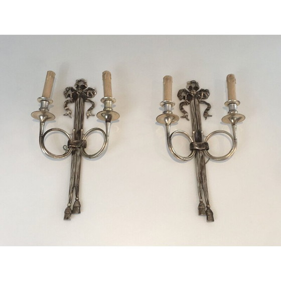 Image 1 of Pair of vintage silver bronze sconces, 1960