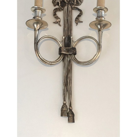 Image 1 of Pair of vintage silver bronze sconces, 1960