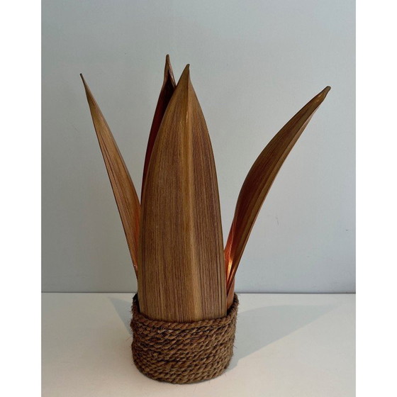 Image 1 of Lampada da tavolo decorativa vintage in palma e corda, Francia 1970