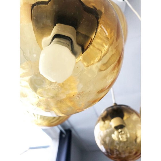 Image 1 of Vintage 5-ball smoked glass suspension by Parscot Luminaires, 1970