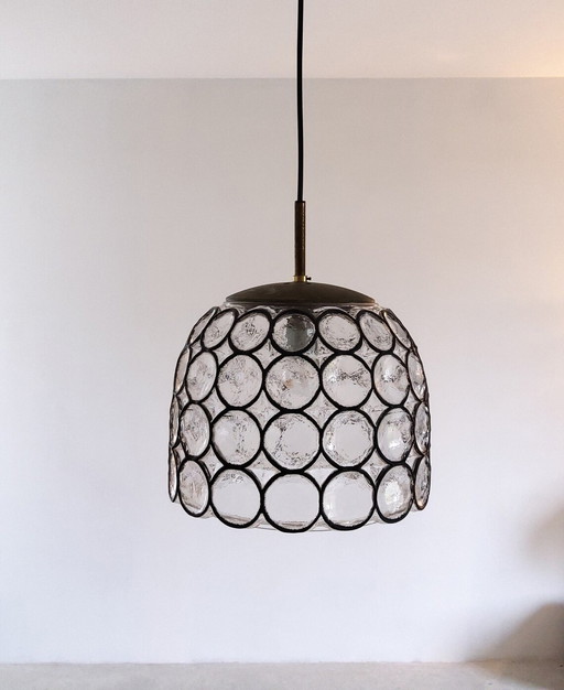 Large Glashütte Limburg glass hanging lamp