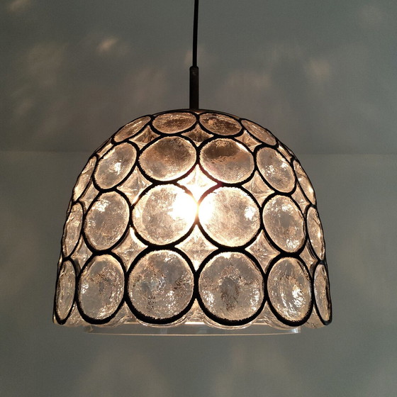 Image 1 of Large Glashütte Limburg glass hanging lamp