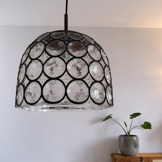 Image 1 of Large Glashütte Limburg glass hanging lamp