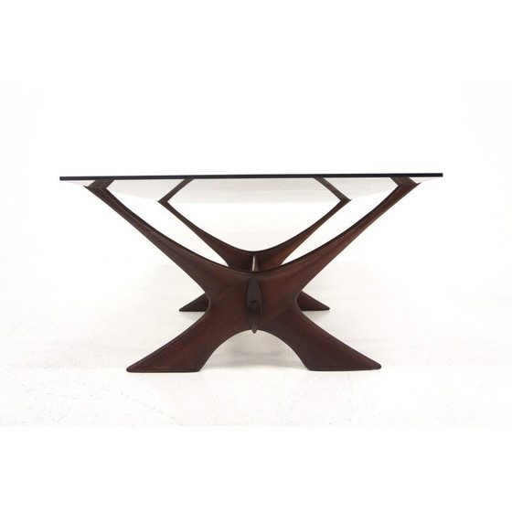 Image 1 of Tavolino vintage "Condor" in teak e vetro di Fredrik Schriever-Abeln per Örebro Glasfabrik, Svezia 1960