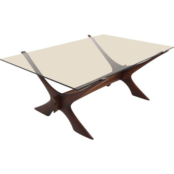 Image 1 of Tavolino vintage "Condor" in teak e vetro di Fredrik Schriever-Abeln per Örebro Glasfabrik, Svezia 1960