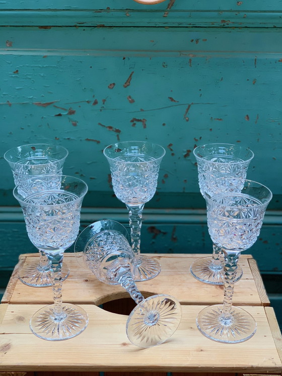 Image 1 of 6x crystal Maastricht Royal Leerdam Romance wine glasses