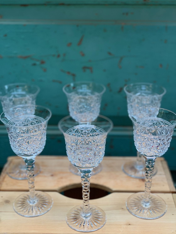 Image 1 of 6x crystal Maastricht Royal Leerdam Romance wine glasses