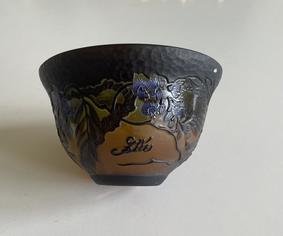 Image 1 of Galle signed decorated cameo signed bowl