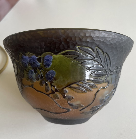 Image 1 of Galle signed decorated cameo signed bowl