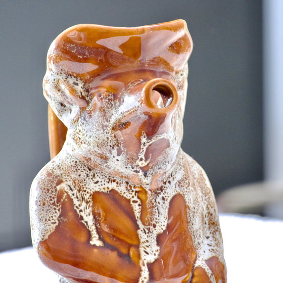 Image 1 of Antica caraffa zoomorfa a forma di maiale in gres smaltato a schiuma