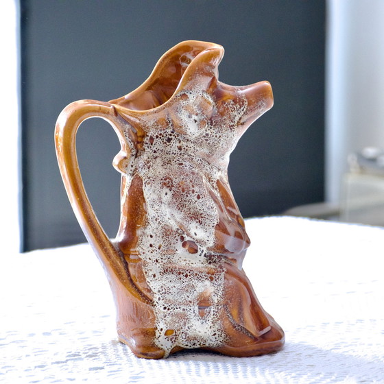 Image 1 of Antica caraffa zoomorfa a forma di maiale in gres smaltato a schiuma