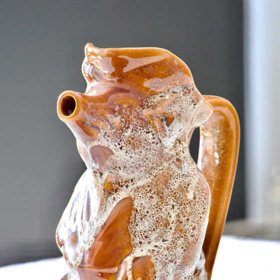 Image 1 of Antica caraffa zoomorfa a forma di maiale in gres smaltato a schiuma