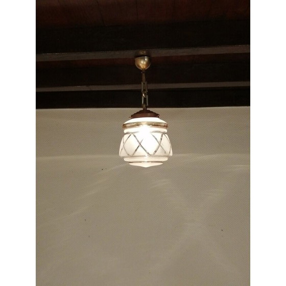 Image 1 of Lampada a sospensione vintage art déco in vetro granito, 1950