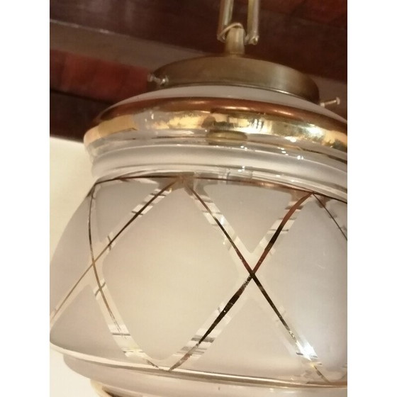 Image 1 of Lampada a sospensione vintage art déco in vetro granito, 1950