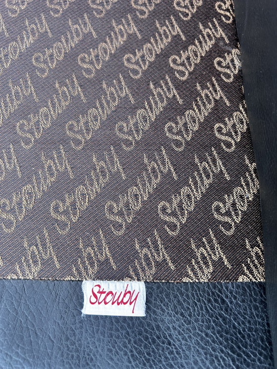 Image 1 of Danish Vintage Two And Half Seater Black Leather Stouby Sofa 1960S