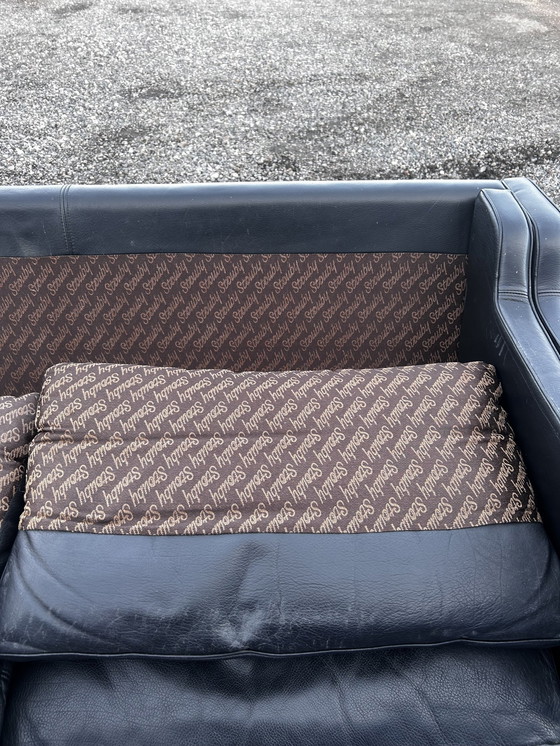 Image 1 of Danish Vintage Two And Half Seater Black Leather Stouby Sofa 1960S