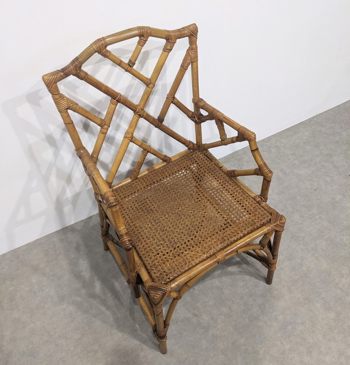 Vintage Armchair in Rattan and Bamboo