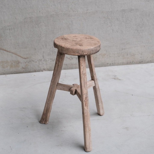 Mid-century French wooden stool, 1940s