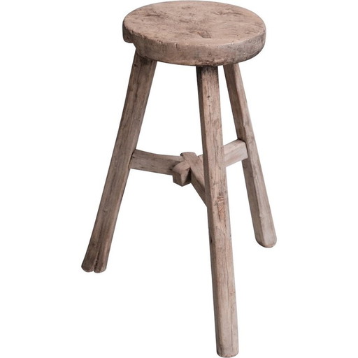 Mid-century French wooden stool, 1940s