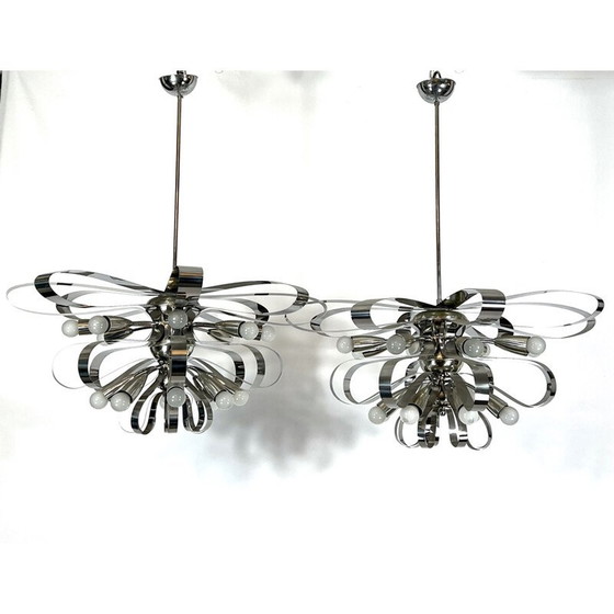 Image 1 of Coppia di lampadari cromati vintage, Italia 1970