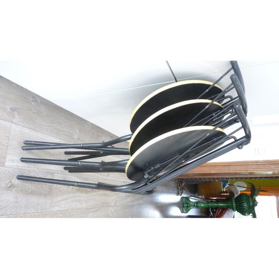 Image 1 of Set of 3 belgian black folding chairs - 1970s