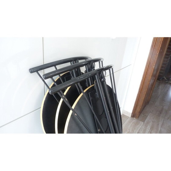 Image 1 of Set of 3 belgian black folding chairs - 1970s