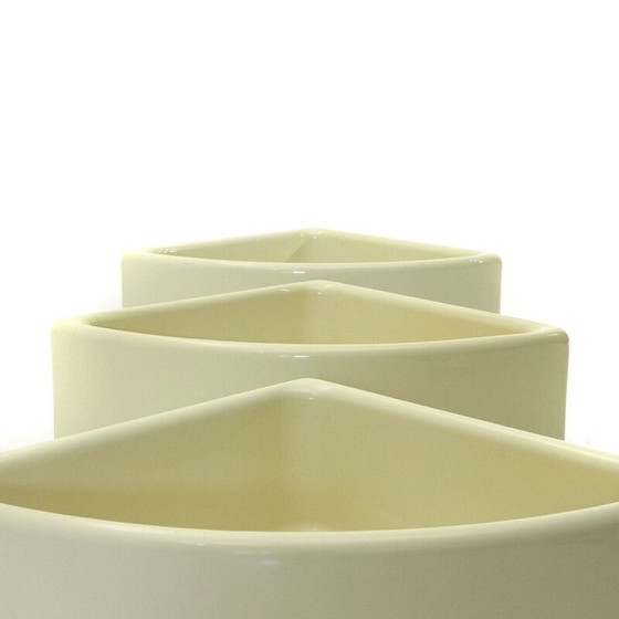 Image 1 of Set of 3 vintage white plastic flower pots by Elco, 1970