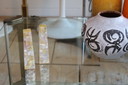 Vintage Salt and Pepper set covered with mother of pearl from the 60s, France