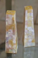 Vintage Salt and Pepper set covered with mother of pearl from the 60s, France